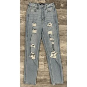 Hollister Womens Juniors Jeans Size 00R 23x26 High Rise Distressed Light Wash